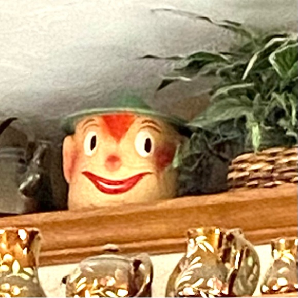 1940’s Oscar the dough boy primitive folk art cookie jar with green lid - Picture 9 of 13